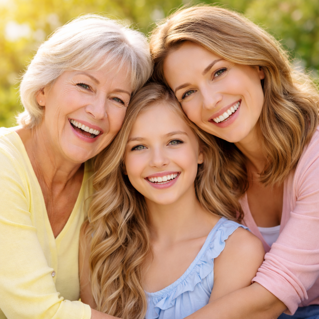 Three generations in the sun